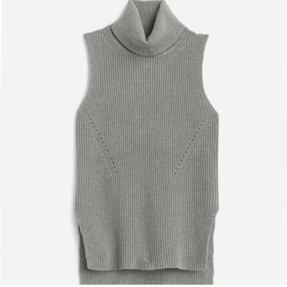 French Connection Sleeveless Turtleneck Jumper in Dove Grey Size S